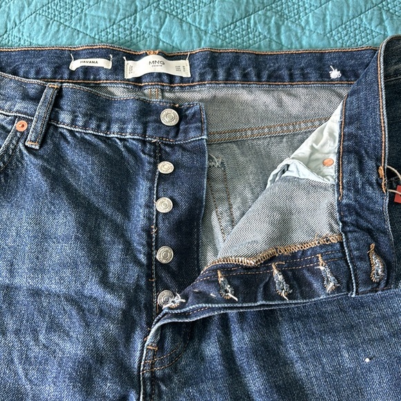 Mango Jeans NWT Size 18 Havana High Waist Cropped Button Fly NWT - Picture 3 of 5